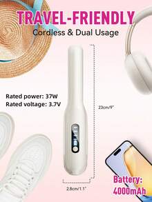 2-In-1 Portable Hair Straightener And Curler, Wireless Ceramic Heating Plate, Rechargeable Cordless Hair Clip, Upgraded Smart Temperature Control Anti-Scald, Suitable For Party And Travel - Multicolor - View 8