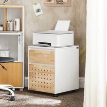 SoBuy Office Trolley Office Container Side Trolley Made Of MDF(E1) White Natural - White - View 2