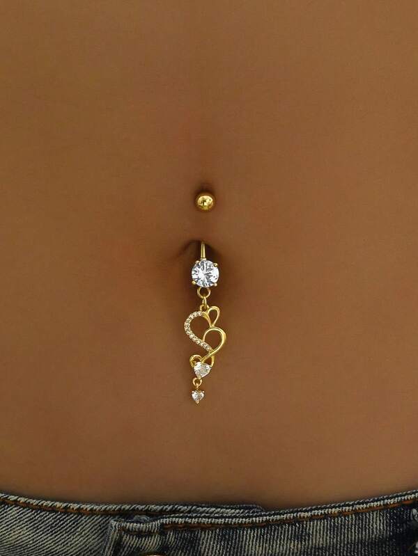 Navel Piercing Jewelry, Micro-Inlaid Zirconia Navel Ring & Gold Butterfly Navel Ring, Body Piercing Accessories