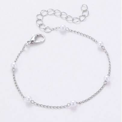 1pc Simple And Elegant Pearl Chain Bracelet, Suitable For Women For Daily, Festival And Party Wear Winter Gifts