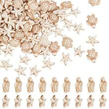 20/60/80/200 件可爱海龟和海星珠,适合夏季海滩脚链、手链、耳环、钥匙扣、吊坠、绿松石珠 - 白色 - 查看 2