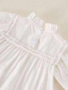 Baby Girl Sleeveless Hollow Out Solid Color Sweet Dress Summer - 白色 - 查看 2