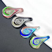 Pingente de vidro feito à mão em estilo boêmio, 1/4 peças - Design espiral multicolorido, acessório de moda, ideal para roupas casuais