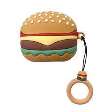 Adorably Tasty! Hamburger-Inspired Silicone Covers For AirPods 1/2 And AirPods Pro 1/2. Boasting A Lifelike Hamburger Design With Distinct, Layered Details And Eye-Catching Hues. Crafted From Premium Silicone, These Cases Offer Superior Anti-Fall And Anti-Scratch Protection. The Built-In Ring Design Ensures Effortless Portability, Infusing Your Earphones With Quirky, One-Of-A-Kind Charm!