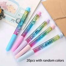 20 Pieces Of Flowing Sand Pen, Fairy Wand Gel Pen, Fresh And Cute Creative Ins Girlish Heart Fairy Pen, Magic Colorful Signature Pen School Supplies, Back To School