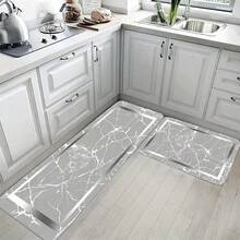 1pc Polyester Kitchen Mat With Gradient Marble Design And Anti-Slip Flannel Carpet, Suitable For Sinks, Bedrooms, Living Rooms And Dining Areas - Easy To Clean And Machine Washable - Multicolor - View 6