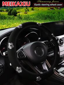 MEIKAXIU 1pc Neoprene Shiny Flower Design Elastic Steering Wheel Cover, Waterproof & Anti-Slip, Fits 14.5-15 Inch Ladies Steering Wheel - 37-38cm 14.5-15 Inches - View 4