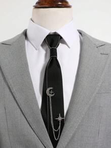 1 Stück Vintage Strass-besetzte Sterne, Mond, Sternenlicht/Kreuz abnehmbare Schleife, einfarbige leicht zu tragende Krawatte, geeignet für Lässig, Business, täglichen Gebrauch