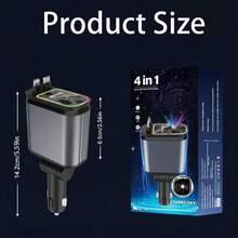 [现代汽车最佳选择] W&O 7 色氛围灯和红色星空投影仪灯伸缩车载充电器，呈现浪漫的车内氛围，4 合 1 快速手机充电器，双伸缩充电线，双充电端口，快速充电，美化您的汽车，兼容 16-11 系列、Android S25/S24/S23 Ultra、Pixel 等，送给车主的礼物，提升驾驶体验