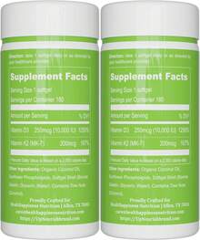 UpNourish Liposomal Vitamin D3 50000  (Vitamina D3 De 50000) With 1000 Mcg Vitamin K, High Dose Vitamin D3 K2, Vitamin D 50000  With K1, K2 -4 And -7, 120 Mini Softgels - D3 and K2 200 Mcg - View 6