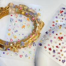 新款超薄金箔貼紙裝飾，帶有浪漫夢幻的紫色花卉指甲貼紙，帶有浮雕花瓣