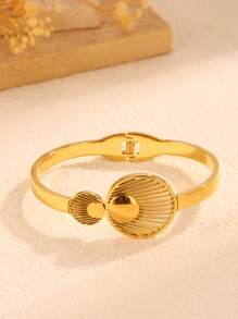 1 pieza de pulsera ovalada de acero inoxidable de lujo ligero y elegante, abierta, joyería representativa elegante y de moda, apta para uso diario y como regalo para fiestas