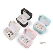Koreanischer Stil tragbare Schmuckbox aus PU, Mini-Ringbox, Ohrringaufbewahrung, Aufbewahrungsbox mit Schnappverschluss, Schmuckorganizer für Frauen, Aufbewahrung, Reiseutensilien, Schulmaterial für Studentenwohnheim