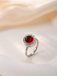 1 pieza Anillo de acero inoxidable chapado en oro de 18k con diamantes para mujer, accesorio elegante y de moda adecuado para uso diario, vacaciones, citas, regalo