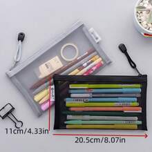 6pcs Transparent Mesh Pencil Case, Exam Use Clear Office Desk Stationery Storage Box, Back To School Gift For Friends,Pencil Pouch,School Bag