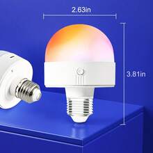 1 个可充电灯泡，12 种颜色模式/3 种灯光调光，TYPE-C 电池供电灯泡，E27 底座，灯泡用于台灯，带遥控器/无线充电，无线可拆卸磁性，家居装饰照明灯泡 - E27 白色 - 查看 10
