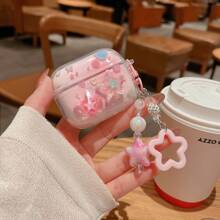 Estuche transparente con estrellas de colores brillantes para auriculares Oppo R3/R2, Estuche protector para auriculares inalámbricos Bluetooth Oppo Air/Air2/Air3, Funda blanda y a prueba de golpes con colgante para Enco Air4Pro/Air2i/3i, diseño creativo femenino