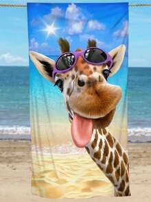 1 件超柔软有趣的长颈鹿印花超细纤维沙滩巾，家居装饰，适合海滩、泳池、露营和旅行，极其舒适 - 彩色 - 查看 9