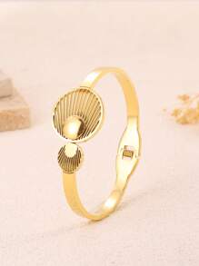 1 pieza de pulsera ovalada de acero inoxidable de lujo ligero y elegante, abierta, joyería representativa elegante y de moda, apta para uso diario y como regalo para fiestas