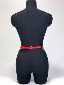 1pc Women Red PU Leather Waist Chain Body Harness Belt Fashion Y2K Waist Dress Rave Party Accessories Fall, Autumn, Halloween