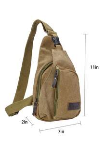 Canvas Crossbody Sling Backpack Anti-Theft Small Shoulder Bag Lightweight Daypack For Men & Women Hiking, Cycling, School - Màu Khaki - Xem 4