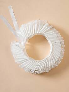 1 件经典优雅褶皱可拆卸假领女式，高品质，适用于毛衣、连帽衫、T 恤、连衣裙，适合春季、秋季、冬季 - E-白色 - 查看 1