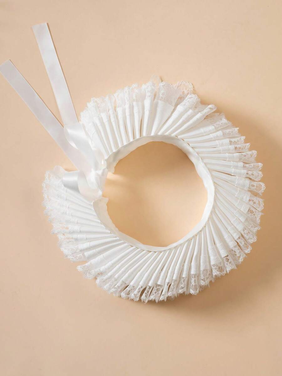 1 件经典优雅褶皱可拆卸假领女式，高品质，适用于毛衣、连帽衫、T 恤、连衣裙，适合春季、秋季、冬季 - E-白色 - 查看 1