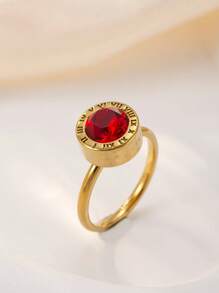 1 pieza Anillo de acero inoxidable chapado en oro de 18k con diamantes para mujer, accesorio elegante y de moda adecuado para uso diario, vacaciones, citas, regalo