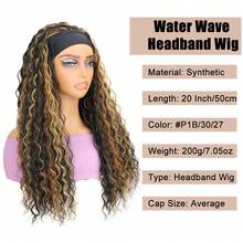 Synthetic Kinky Curly Headband Wig Long Deep Wave Afro Kinky Wigs With Headband For Women - P1B/30/27 - 查看 3