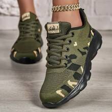 2025 Women's Fashion, Comfortable, Versatile, Breathable, Camouflage, Athleisure Shoes, Running Shoes, Walking Shoes, Lace-Up Lightweight Road Running Shoes