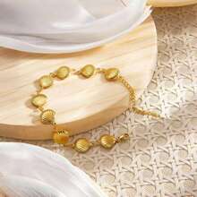 1pc Stainless Steel Shell Wave-Shaped Gold-Plated Minimalist Beach Resort Bracelet