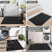 BEQHAUSE Dirt Trapper Door Mat 32" X 48", Non-Slip Washable Doormats Welcome Mat, Dirt Resistant And Absorbent Entrance Mat, Low Profile Floor Mats For Front Back Door, Entryway, Black - 黑色 - 查看 8