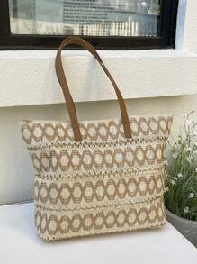 Large Capacity Handmade Woven Straw Tote Bag For Women, Versatile Summer New Design Shoulder Bag, Beach Vacation Style
