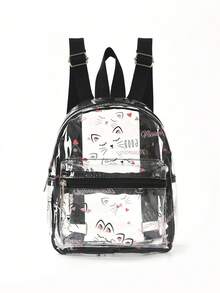 1个防水粉色独角兽可爱儿童背包，女孩彩虹爱心涂鸦，可调节肩带，书包，郊游背包，带前袋储物空间，适合日常通勤和节日礼物 - 黑色 - 查看 7