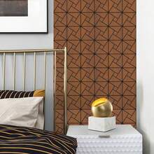 2 Pcs 3D Mosaic Groove Art Design Self-Adhesive Decorative Wall Stickers, Suitable For Living Room, Kitchen, TV Background, Waterproof & Mildew-Proof Wall Paper, Size: 2pcs*11.8in*11.8in - Multicolor - View 10