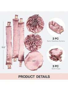 No Heat Hair Curler Set - Heatless Curls Hair Styling Tool, Foam Wave Curler, Satin Bun Wrap, Hair Styling Accessories, Hair Styling Kit, Hair Tool Kit, Hairstyling Set - Pink - View 3