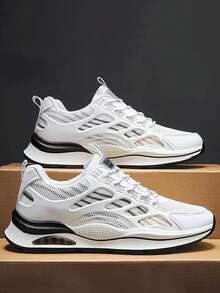 2025 Men's Aurora Green Running Shoes - White & Green Contrast Breathable System, Starry Gold Details All-Terrain Anti-Slip, Elite Urban Outdoor Versatile Sports Sneakers 2000s Style Valentine's Day Ideas - Multicolor - View 7