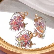 10 件/套透明水滴吊坠可爱水钻时尚玻璃珠饰物闪亮小珠子女士耳环项链制作 - 彩色 - 查看 4