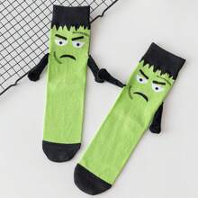 1/2/3/5 Pares de calcetines de media caña del mismo tipo para hombres y mujeres, calcetines de punto con calavera, nuevos calcetines de media caña con cajón magnético, calcetines de Halloween para hombres y mujeres, calcetines para novia, calcetines para parejas