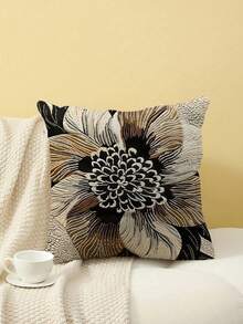 shangxia 2pcs Farmhouse Style Dahlia Pattern Throw Pillow Covers, 18" X 18" - Black & Brown Abstract Design, Zippered Polyester Velvet Fabric, Single-Sided Print, Suitable For Home And Car Decor, Decorative Pillows - Multicolor - View 11