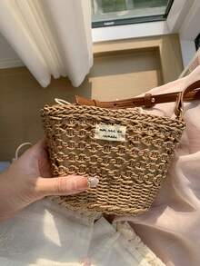 2025 Nowa Letnia Damska Torba Plażowa, Słomkowa Torba Podróżna, Mini Torebka Na Ramię i Torba Crossbody