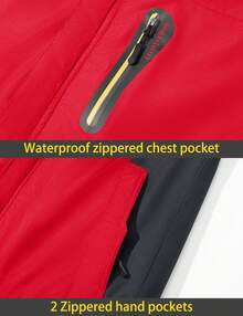 KEFITEVD Men's Winter Ski Jacket Waterproof Snow Coats Snowboard Fleece Lining Jacket Warm Parka With Hooded - Đỏ tươi - Xem 6
