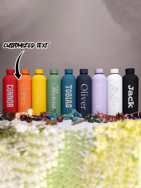 Personalized Name Water Bottle, Customized Engraved Stainless Steel Insulated Travel Mug - Perfect For Kitchen Use, Birthday Gift, Girlfriend Gift, Valentine's Day Memento, Wedding Gift