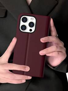 Case Wallet Compatible With IPhone 16 Pro Max, PU Leather Magnetic Protective Cover For Galaxy A56/A16/A55/S25 Ultra/S25 Edge, Flip Folio Case With [Shockproof TPU Inner Shell] Compatible With IPhone13/14/15/16/Ip 11(Dark Maroon), Card Holder Kickstand Phone Cover Compatible With Redmi Note 13 Pro