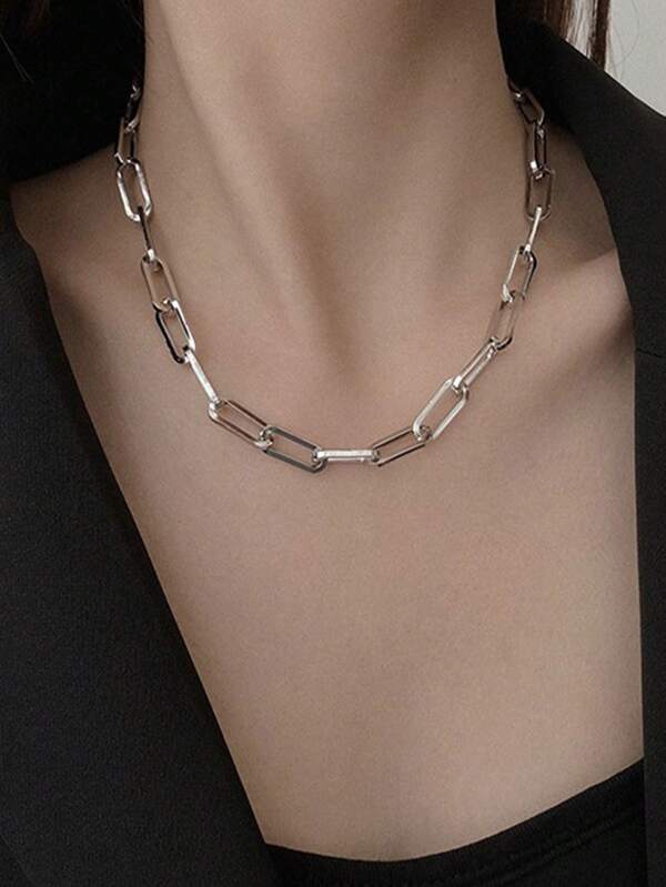 1 Pc Stainless Steel Necklace - Eternal Modern Minimalist Design For Men, Versatile For Daily Wear, Hypoallergenic, Excellent As A Gift For Women, Fashionable Hip Hop & Punk Style Couple Necklace