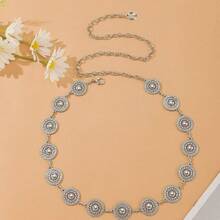 金属腰链腰带时尚简约连衣裙设计，女士韩版网红时尚 - 金色 - 查看 6