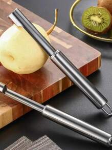 1 Stück Edelstahl Kern-Entferner für Obst, 304 rostfrei, ergonomischer Griff für Apfel, Birne, Kirsche, Pflaume, unverzichtbar für Camping & Küche, leicht zu reinigen, ohne Batterie, Outdoor-Kochausrüstung, praktisches Küchenutensil, spülmaschinenfest (Farbe & Stil können variieren)