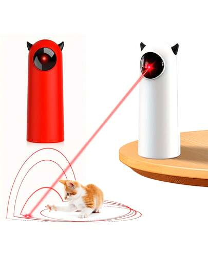 Automatic Laser Cat Toy, Automatic Rotating Infrared Light, Multi-Level Adjustment, Fast And Slow Modes, Range