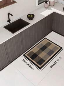 1 pezzo Tappetino da cucina in gel di silice, colore cachi con disegno a blocchi di colore, design lineare, stile minimalista di lusso, tappeto da cucina imbottito anti-fatica, tappeto da cucina assorbente l'acqua e antiscivolo, spessore di circa 3 mm, rifilabile, tappetino morbido e durevole con superficie in tessuto, strato intermedio in schiuma, fondo in gomma, adatto per cucina, bagno, ingresso, lavanderia