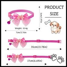 1 pièce ou 3 pièces/set Joli collier de chat/chien à clochette en forme de nœud papillon brillant, convient pour une utilisation quotidienne